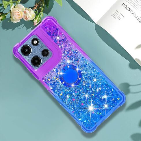 for Motorola Moto G Stylus 5G 2025 Quicksand Case with Ring Kickstand, Girls Women Bling Cute Glitter Flowing Liquid Floating Sparkle Cover for Moto G Stylus 5G (2025) JB-Pink Purple in Kuwait