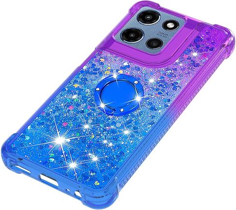 for Motorola Moto G Stylus 5G 2025 Quicksand Case with Ring Kickstand, Girls Women Bling Cute Glitter Flowing Liquid Floating Sparkle Cover for Moto G Stylus 5G (2025) JB-Pink Purple in Kuwait