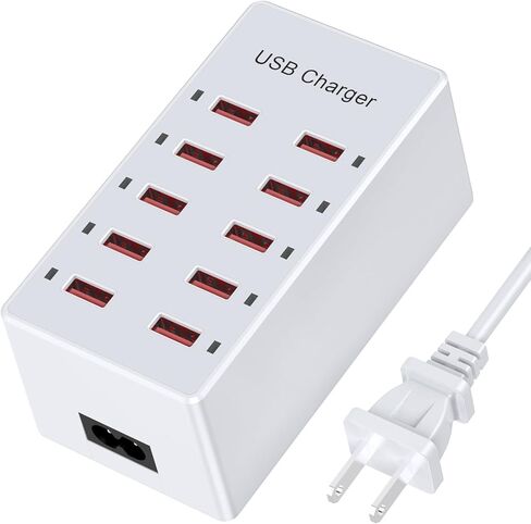 محطة شحن شاحن الجدار USB لأجهزة متعددة 10 منافذ شاحن USB Power Strip Hub Hub Smart Charging Block 60W Desktop Plug Dock متوافق مع iPhone 14 iPod Galaxy Smart Hopones in Kuwait