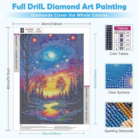 MOGTAA Starry Night Diamond Art Kits for Adults, Abstract Landscape Diamond Painting Kits for Beginners, DIY 5D Diamond Dots Kits Tree Painting Craft for Home Wall Art Decor 12x16 inch in Saudi Arabia