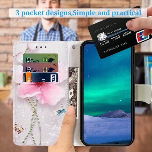 JanCalm for iPhone 12 Wallet Case/for iPhone 12 Pro Wallet Case, Floral Pattern PU Leather [Wrist Strap][Card/Cash Slots] Stand Feature Flip Cover (Pearl Flower) in Saudi Arabia