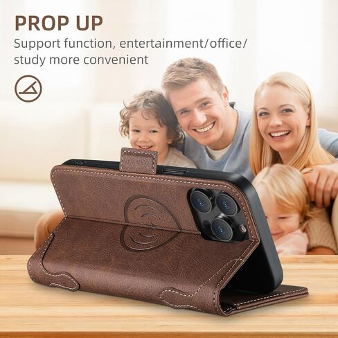CASE SINIANL Wallet لـ iPhone 15 Pro Max مع حامل البطاقة للرجال ، متوافق مع Magsafe اللاسلكي الشحن الجلدي المغناطيسي محفظة غلاف الغلاف من iPhone 15 Pro Max Brown in Kuwait