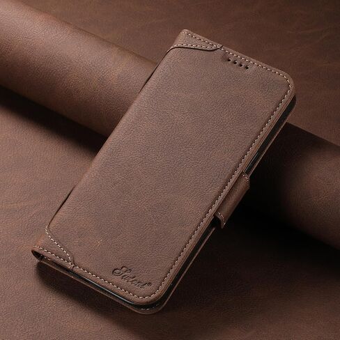 CASE SINIANL Wallet لـ iPhone 15 Pro Max مع حامل البطاقة للرجال ، متوافق مع Magsafe اللاسلكي الشحن الجلدي المغناطيسي محفظة غلاف الغلاف من iPhone 15 Pro Max Brown in Kuwait