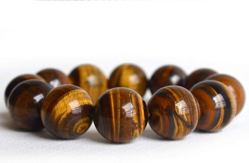 Natural Stone Bracelets for Men - 18mm Tiger Eye Bracelets for Men Teen Boys Fathers Gifts in Saudi Arabia