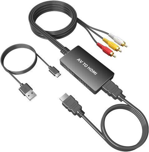 Male RCA in to HDMI Out Cable Converter Adapter with HDMI and RCA Cables, CVBS Composite AV to HDMI Converter (av to hdmi Male) in Saudi Arabia