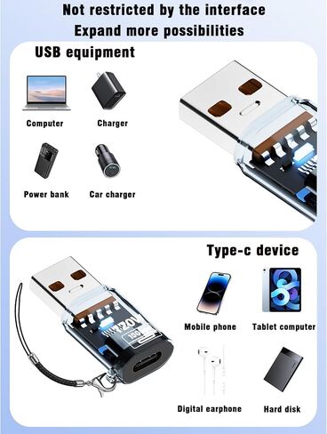 4Pack USB Adapter,USB C Female to USB 3.2 Revolution Adapter,Type C to USB A Converter,Support 10Gbps Charging and Data Transfer,Compatible with MacBook,Samsung (Transparent) in Saudi Arabia