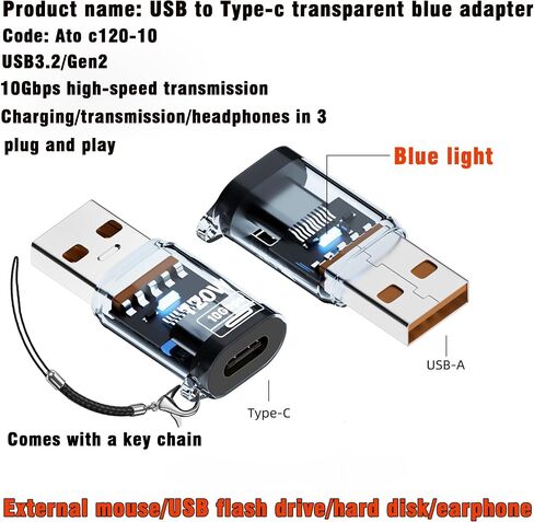 4Pack USB Adapter,USB C Female to USB 3.2 Revolution Adapter,Type C to USB A Converter,Support 10Gbps Charging and Data Transfer,Compatible with MacBook,Samsung (Transparent) in Saudi Arabia