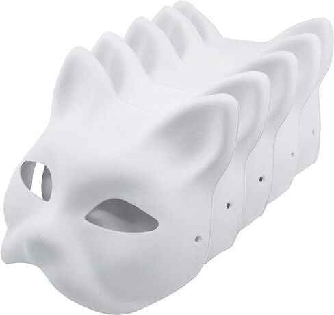 Cat Mask, 3PCS Therian Masks White Cat Masks Blank DIY Halloween Mask Animal Half Facemasks Cosplay Masks Costume Party Favors in Saudi Arabia