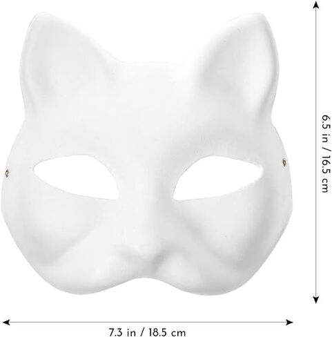 Cat Mask, 3PCS Therian Masks White Cat Masks Blank DIY Halloween Mask Animal Half Facemasks Cosplay Masks Costume Party Favors in Saudi Arabia