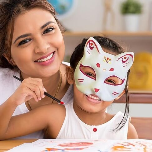 Cat Mask, 3PCS Therian Masks White Cat Masks Blank DIY Halloween Mask Animal Half Facemasks Cosplay Masks Costume Party Favors in Saudi Arabia
