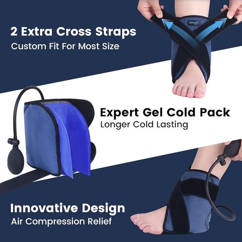 NEWGO Ankle Ice Pack for Inuries Reusable Heel Ice Pack for Foot Pain Relief, Gel Cold Pack for Achilles Tendonitis, Plantar Fasciitis, Sprained Ankles and Heels in Kuwait