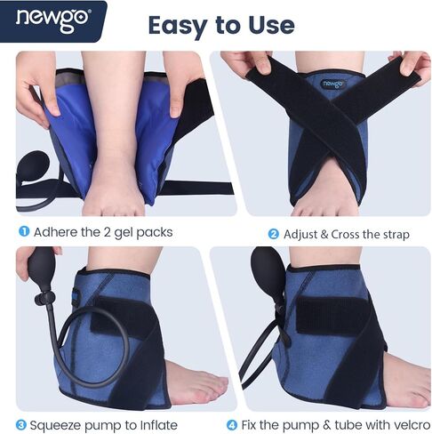 NEWGO Ankle Ice Pack for Inuries Reusable Heel Ice Pack for Foot Pain Relief, Gel Cold Pack for Achilles Tendonitis, Plantar Fasciitis, Sprained Ankles and Heels in Kuwait