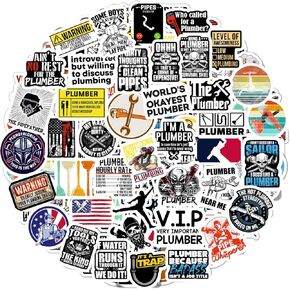 BulbaCraft 100Pcs Funny Plumbing Stickers for Hard Hat - Plumber Gifts for Men, Plumber Stickers, Gifts for Women & Men