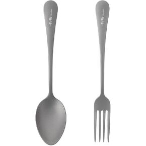 TiTo Titanium Cutlery Set, Lightweight Titanium Fork and Spoon Portable Reusable Flatware for Home Restaurant Outdoor Camping Party Trip Picnic (Matte-1 2pcs)