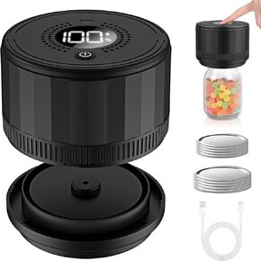 Mason Jar Vacuum Sealer - Electric Mason Jar Vacuum Sealer Kit for Wide & Regular Mouth Canning Jars, with Lids & Food Storage Labels, Essential for Canned Pantry Storage