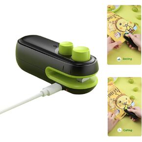 Mini Bag Sealer HeatSeal - Plastic Bag Resealer KeepFood Fresh- Perfect for Snacks -Chip Bag Sealer, Rechargeable2 in 1 Bag Heat Seale