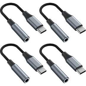 4pcs USB C to 3.5mm Female Headphone Jack Adapter, Upgrade Metal Case, Compatible with Samsung S20+/S21 Ultra, iPhone15 16, and More USB C Audio Devices