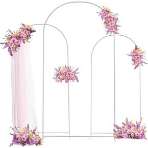 Metal Arch Backdrop Stand, Arch Backdrop Stand Set of 3 (6ft, 5 ft, 4 ft), Wedding Arch Frame, Balloon Backdrop Stand for Ceremony Birthday Party Baby Shower Graduation Decoration
