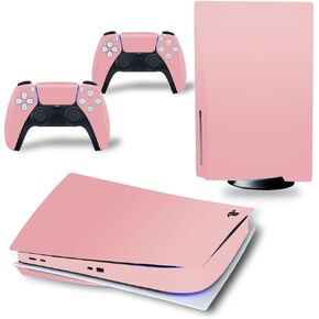 Skin Sticker for PS5 Disc Console and Wireless Controller, Protective Vinyl Decal Pink Cover Wrap Game Accessories