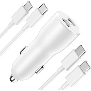 USB C Car Charger for iPhone 16 15, 2 Pack 40W Dual USB C Car Charger Cigarette Lighter Adapter with 3FT Type C to C Charging Cable for iPhone 16/16 Plus/16 Pro/16 Pro Max/15/15 Plus/15 Pro/15 Pro Max
