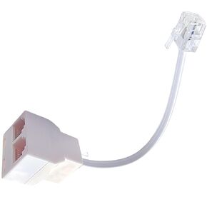 Phone Line Splitter, Premium Phone Jack Splitter, 2 Way RJ11 6P4C Adapter for Landline Telephone (1 Splitter + 5 Inch Cable) - Compatible with Fax Machine, Home/Office Phones