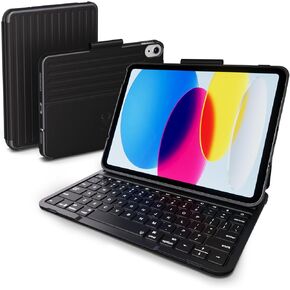 PAUL B for iPad 10th/11th Generation Case with Keyboard 10.9 Inch 2022/11 Inch 2025,Cover with Pencil Holder,Integrated for 10 Gen/11 Gen(A16),Wireless iPad Keyboard Case,Thin & Light (Black)