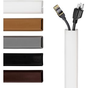 Rubber Bond TV Cord Hider Cable Protector - Strong Self Adhesive Wall Cord Cover Cable Hider - Low Profile Cable Management Wall Cord Concealer Cable Raceway (White, 6 Feet)