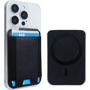 for MagSafe Wallet,Stronger Magnetic Wallet for iPhone,5 Card Holder Wallet,Vegan Leather RFID minimalist wallet for iPhone 16/15/14/13/12,Slim Black
