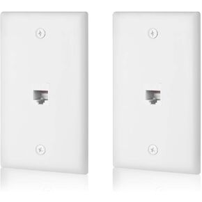 2 Pack Ethernet Wall Plate Outlet, Cat 6 Wall Plate with Rj45 Keystone Coupler Ethernet Wall Outlet Cat 6 for Voice Data Video Multimedia, White
