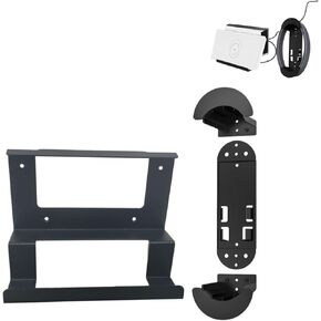 tesha Metal starlink Router and Power Supply Bracket kit, Black 2 in 1 Mount Set for starlink mesh Node, starlink Router Wall Rack for RV, Boat and Home