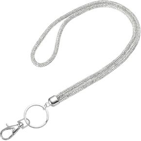 uxcell Bling Crystal Lanyard, 80cm(31.5") Phone Crossbody Strap Rhinestones Lanyard Keychain Office Neck Strap with Metal Clasp & Keyring for Women ID Card, Keys Strap, Blue