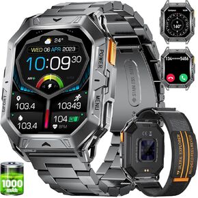 Smart Watches for Men with 100+Day Standbytime(1000mAh, Smart Watch with 2.13" AMOLED, Make/Answer Call, 110 Sports Modes, Military Waterproof, Sleep Monitor, iOS Android Fitness Tracker