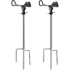 Fishing Rod Holders for Bank Fishing, 360 Degree Adjustable Fishing Pole Holders for Ground, Multifunctional Stainless Steel Beach Fishing Rod Holder Fishing Gifts for Men