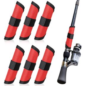 6Pcs 6" Fish Hook Covers Protectors Lure Wraps for Fishing Rod Protective Lure Shield Wrap Guard, Bait Gloves (Red)