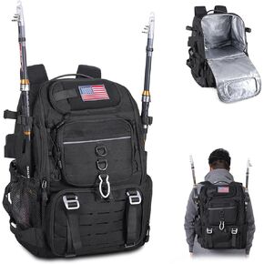CONTAIL 37L Fishing Tackle Backpack with Cooler,Mens Military Tactical Pack,Molle Outdoor Rucksack