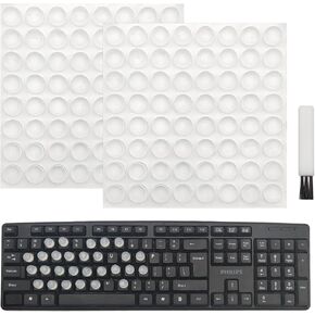 128 PCS Raised Keyboard Stickers for Long Nails Protector,with Cleaning Brush,Silicone Keyboard Self Adhesive Keycap Riser Bubbles Covers for Nail Art Typing Gaming Round Button Keyboard PC, Cylinder