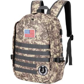 Camo Backpack 35L Military Backpacks with USB Charging Port, Special Letter K Logo 17 Inch Camouflage Army Backpack for Men Camping Hiking Hunting