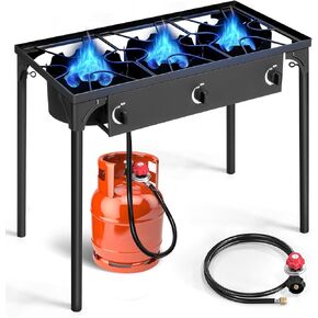 Outvita 225,000 BTU Portable Gas Camping Stove, Outdoor Propane Burner with 20psi Regulator, High Pressure Single Cooker Camp Cooking Home Brewing and Frying