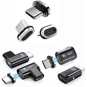 HanCenDa 240W USB C Magnetic Adapter, 2-Pack, 24Pin, 180 Degree, USB4, 40Gbps Data Transfer, 8K 60Hz Video, Thunderbolt 3/4, MacBook Pro/Air, iPhone 15, Black