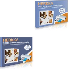 HERKKA 100 Pack Laminating Sheets, Holds 8.5" x 11" Sheets, 5 Mil, 9" x 11.5" Lamination Sheet Paper & HERKKA 100 Laminating Sheets, Hold 11" x 17" Sheet, 3 Mil, 11.5" x 17.5" Lamination Sheet Paper