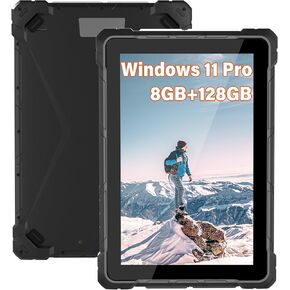 Rugged Tablet Win 11 Pro, 10.1 inch Celeron N100 Industrial Outdoor Work PC, IP67 Waterproof 8GB RAM 128GB eMMC Tablet PC, 8000 mAh Battery with 4G LTE/GPS/WiFi5.0/BT5.0/FHD for Field Workers