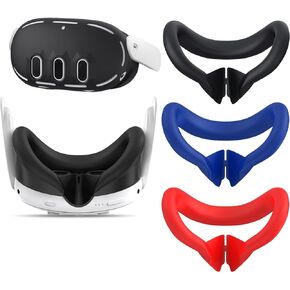 3PCS Face Pad Cover Compatible with Meta Quest 3+ Black Front Shell Headset Case