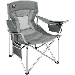 Lightweight Folding Camping Chair,Mesh Back,Heavy Duty,Padded Backpack Camp Chair w/Cup Holder,Cooler Bag for Adults Garden Parties,Grey