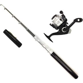 Portable Small Pen Fishing Rod and Spinning Reel Combo, 38inches Pocket Mini Fishing Kit Telescopic Fishing Pole for River Lake Reservoirs Ice and So On (Fishing Rod and Reel Combos)
