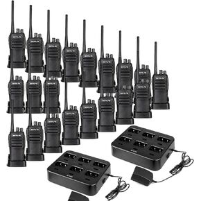 Retevis RT21 Walkie Talkies(20 Pack) Bundle with Six-Way Charger(2 Pack),Two Way Radio Long Range Rechargeable,Rugged 2 Way Radios,Stable Strong Signal,for Business Education Manufacturing