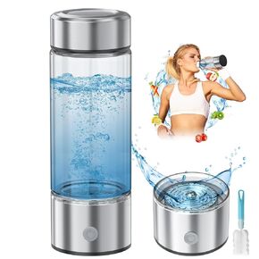 Portable Hydrogen Water Bottle, 420ml Hydrogen Generator with SPE/PEM Technology, High Hydrogen Concentration, USB Rechargeable, BPA-Free, for Home, Travel & Gym Ideal Gift for Health Lovers (Silver)