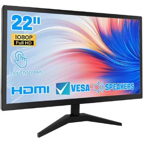 22" Touchscreen Monitor IPS FHD 1920x1080P PC Monitor, 10-Point Touch Screen Computer Display with HDMI VGA Ports, Built-in Speakers, VESA Wall Mountable, Black