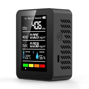 Prefessionall Indoor Air Quality Monitor, 5 in 1 Portable Smartair Quality Tester for CO2 | TVOC | HCHO | Temp | Hum for Home Cars Plants and Pets So On（White）
