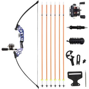 50" Recurve Bowfishing Kit 40lbs Bowfishing Bow with Reel Kits Archery Straight Bow Right Handed for Outdoor Hunting Fishing