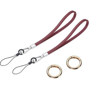 uxcell 2 Pcs Smooth Leather Wristlet Strap, Prevent Drop Wrist Lanyard Straps for Clutch Cellphone Keychain Wallet Purse (Black)